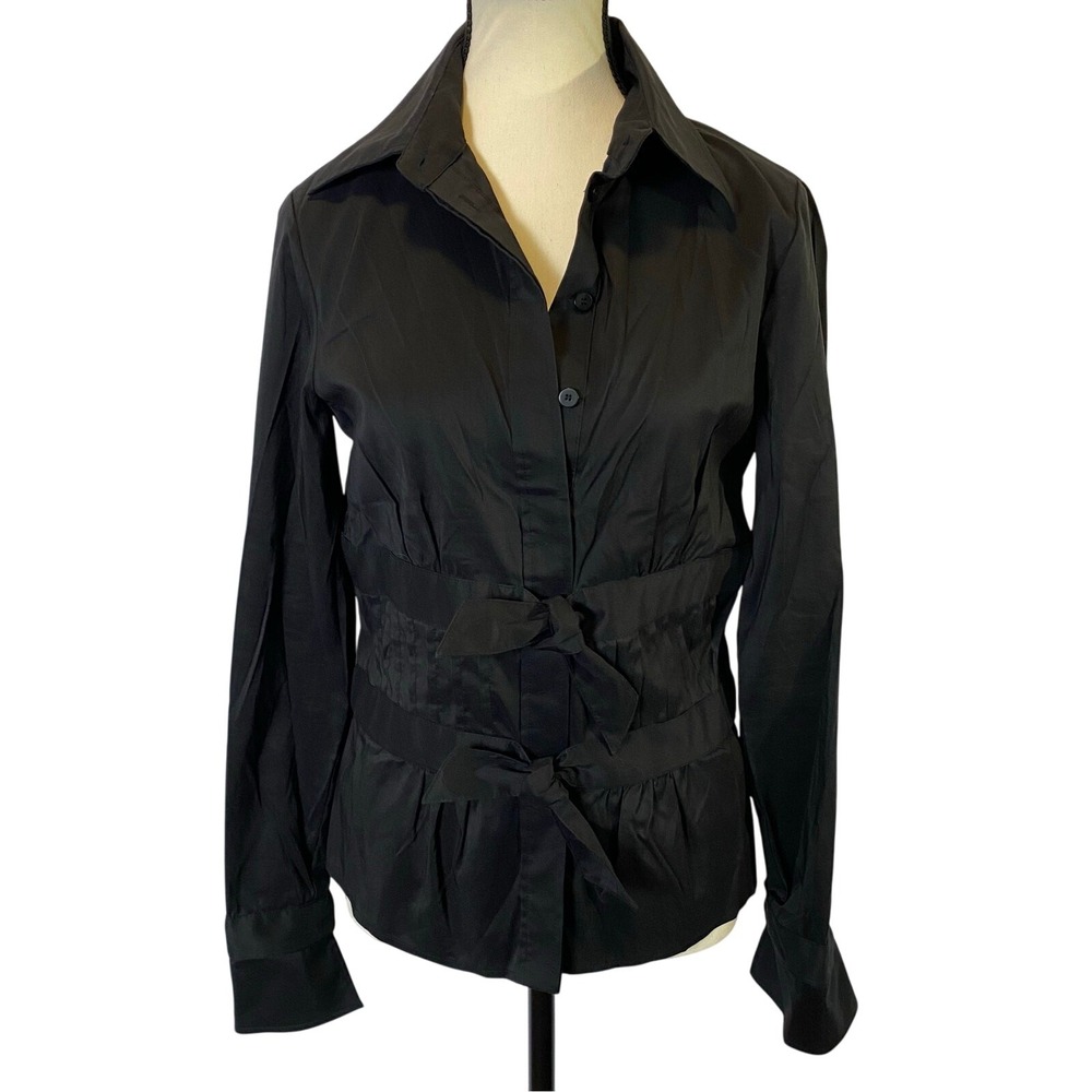 Etcetera Women's Size 4 Victorian Style Blouse Tie Front Long‎ Sleeve Pleated